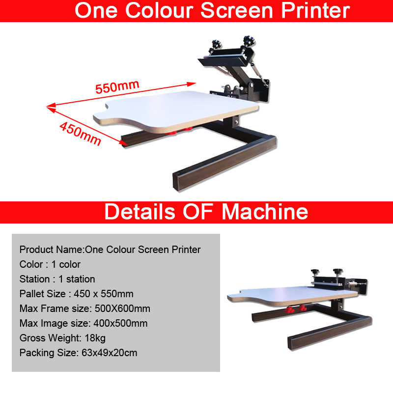 1 color smart screen printing machine with stand SPM02-05