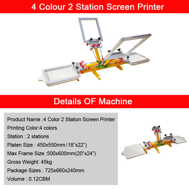 4 color 2 station screen printing machine SPM05-04