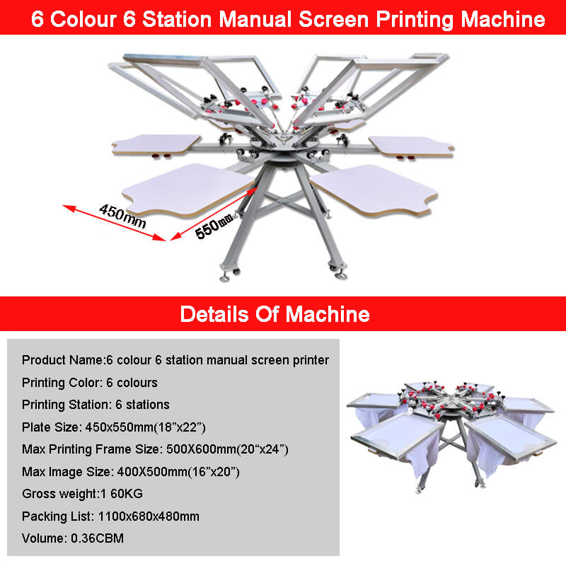 6 color 6 station screen printing machine SPM07-05